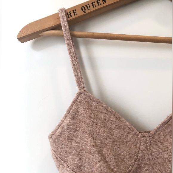 Cute Zara Super Soft Heather Beige Crop Top - Picture 2 of 5